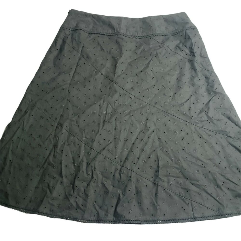 Worthington Black A Line Eyelet Lined Skirt Size 12